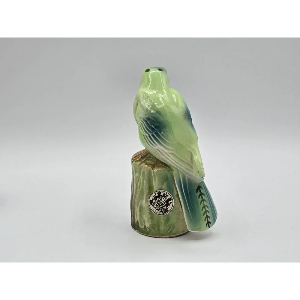 Vintage Bird on Stump Salt and‎ Pepper Shakers Green Chadwick Japan Single